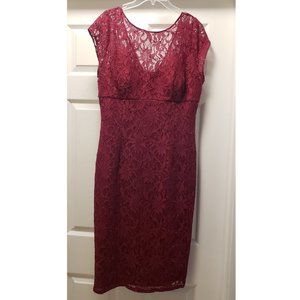 Simply Liliana Burgundy Lace Overlay Dress Size 12